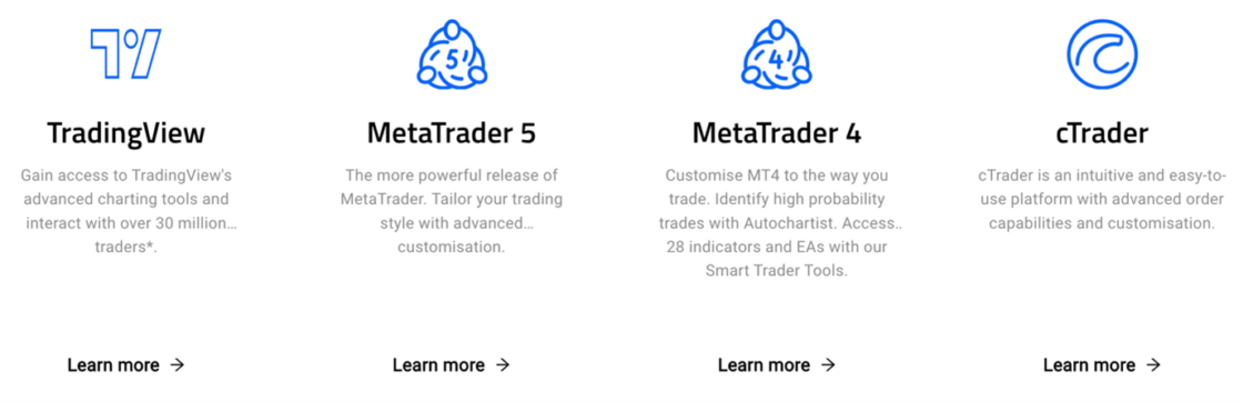Pepperstone Platform Types available. TradingView, MetaTrader 5, MetaTrader 4 and Ctrader.